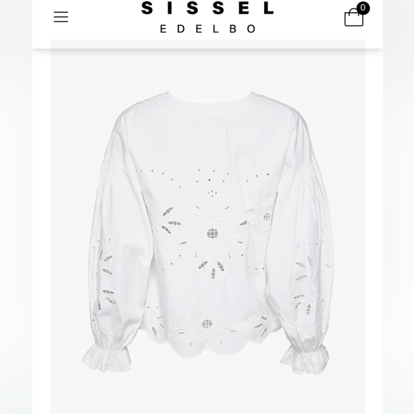 Sissel Edelbo Maibritt White Bow Tie Top O/S - Picture 4 of 14